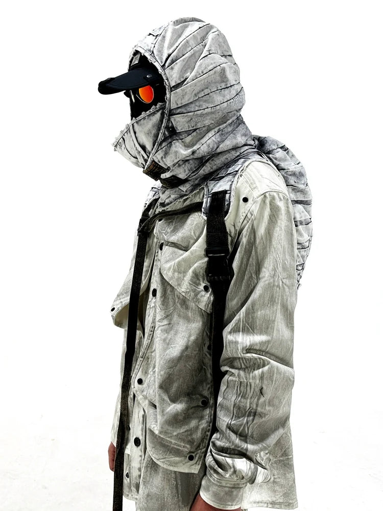 Tie-Dye Pleats Deconstructed Hooded Vest Design Backpack WN22010