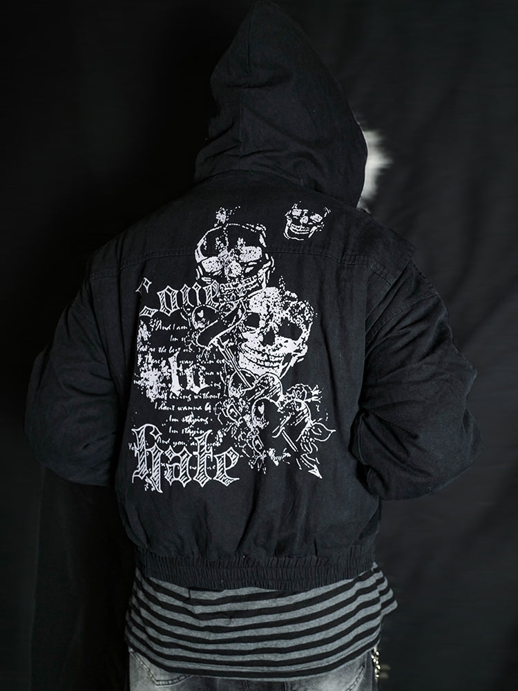 Graphic Design Fur Collar Puffer Jacket WN15906