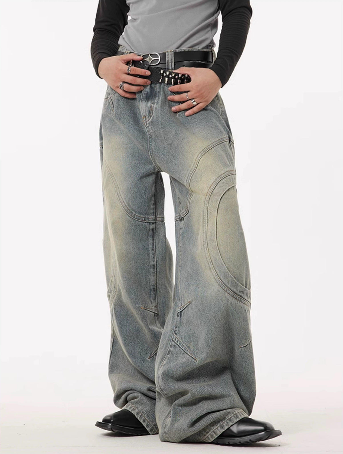 Wide-leg Curve Design Denim Jeans WN2795